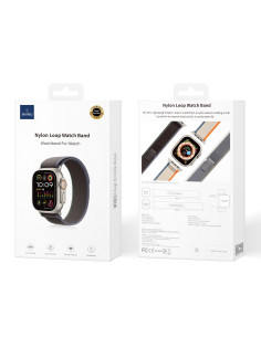 Correa de nailon para Apple Watch 42/44/45/49 mm, color negro