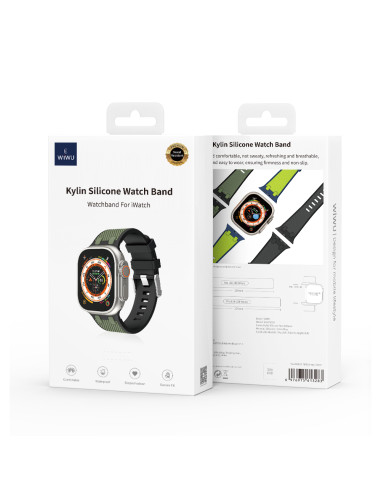 Correa de silicona Kylin para Apple Watch de 42/44/45/49 mm, color caqui y verde