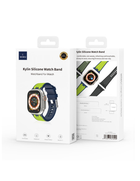 Correa de silicona Kylin para Apple Watch de 42/44/45/49 mm, verde fluorescente