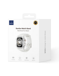 Correa estilo militar Rambo para Apple Watch 42/44/45 mm, color blanco