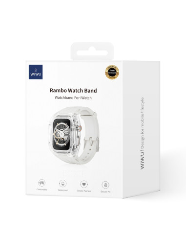 Correa estilo militar Rambo para Apple Watch 42/44/45 mm, color blanco