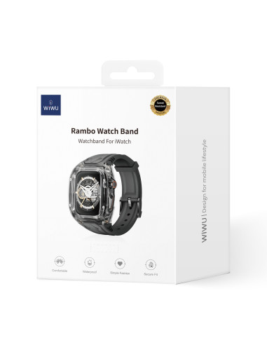 Correa estilo militar Rambo para Apple Watch 42/44/45 mm, color negro