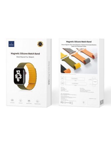 Silicone Magnetic Strap for Apple Watch 42/44/45/49mm Green+Mustard