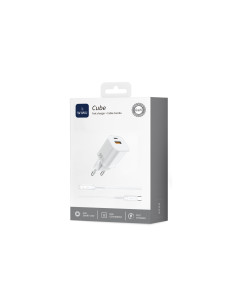 Cargador GaN USB-A y USB-C 33W con cable USB-C a Lightning Cube