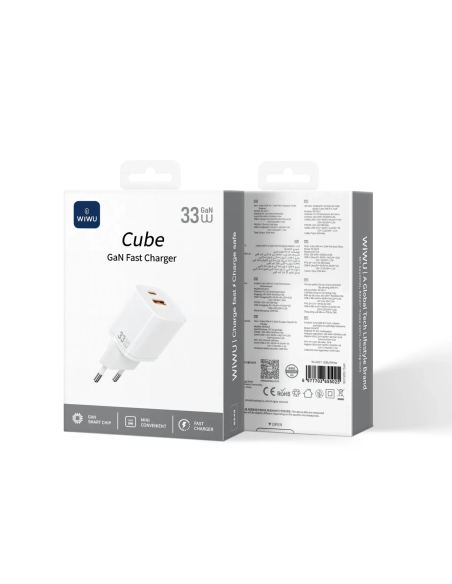 Cargador GaN USB-A y USB-C 33W Cube