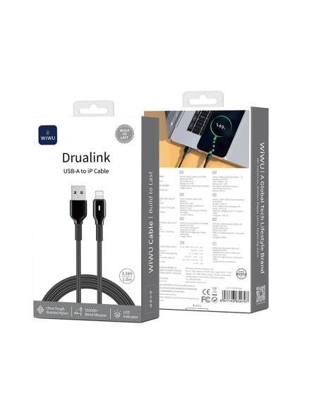 Cable USB-A a Lightning 2,4 A Drualink (1 m)