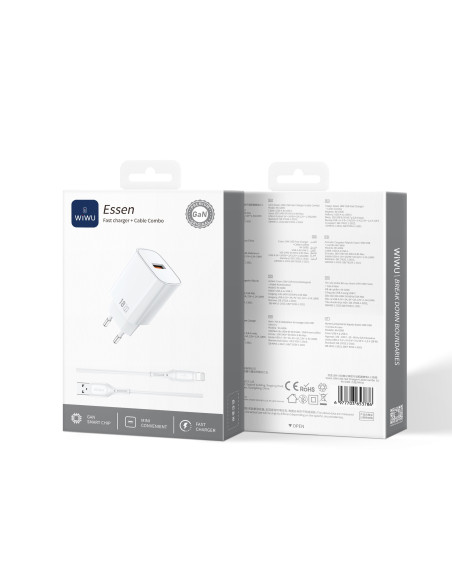 18 W GaN Fast Charger with USB-A to Lightning Cable Essen