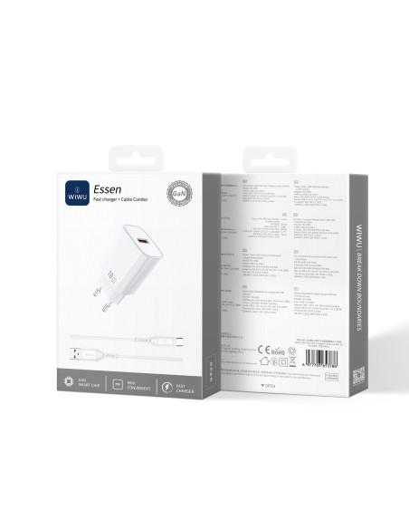 18 W GaN USB-A Charger with USB-A to USB-C Cable Essen
