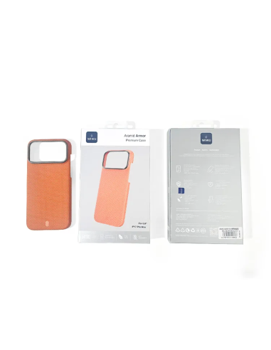 Funda iPhone 17 Pro Max Fibra de Aramida con MagSafe Naranja Aramid Armor