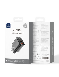 30W GaN Charger with 1 USB-A + 2 USB-C Ports and Digital Display Firefly