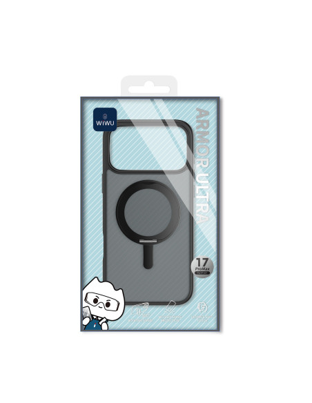 Funda iPhone 17 Pro Max con Soporte y MagSafe Mate Negro con Bordes Negro ARMOR ULTRA