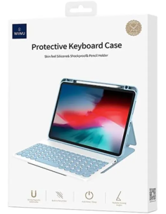 Funda con teclado para iPad Air de 11"/10,9" azul claro (árabe e inglés)