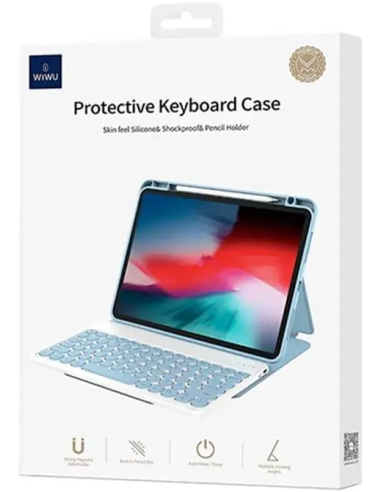 Funda con teclado para iPad Air de 11"/10,9" azul claro (árabe e inglés)