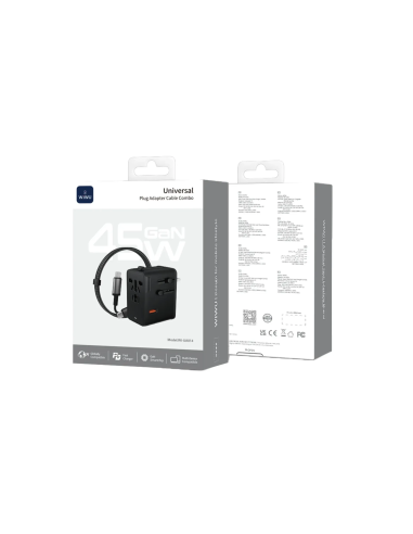 45W GaN Universal Travel Adapter with USB-C Cable
