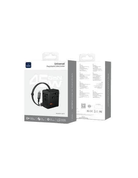 45W GaN Universal Travel Adapter with USB-C Cable